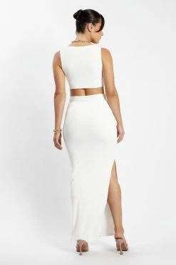 WXI All Tops Angela Twist Front Crop Top - White