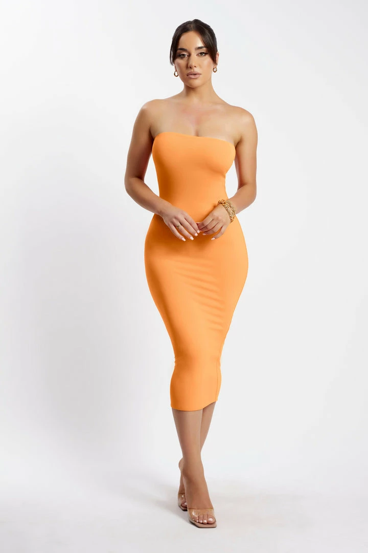 WXI Cassidy Strapless Midi Dress - Tangerine 6 WXI Cassidy Strapless Midi Dress - Tangerine
