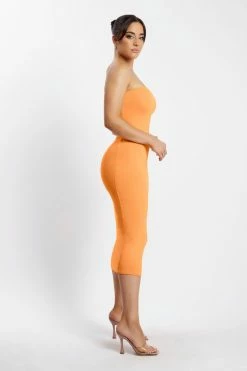 WXI Cassidy Strapless Midi Dress - Tangerine 11 WXI Cassidy Strapless Midi Dress - Tangerine