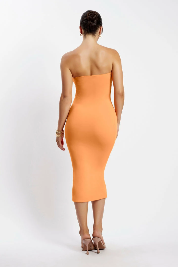 WXI Cassidy Strapless Midi Dress - Tangerine 3 WXI Cassidy Strapless Midi Dress - Tangerine