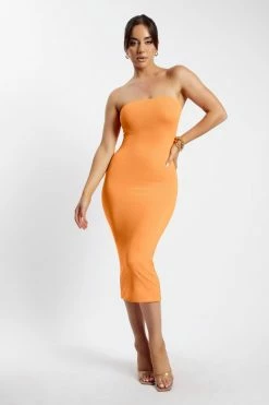 WXI Cassidy Strapless Midi Dress - Tangerine 8 WXI Cassidy Strapless Midi Dress - Tangerine