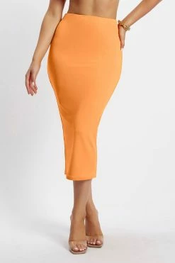 WXI All Bottoms Charley Midi Skirt - Tangerine