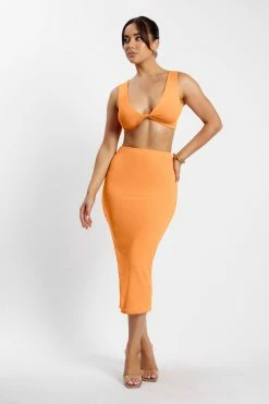 WXI Angela Twist Front Crop Top - Tangerine