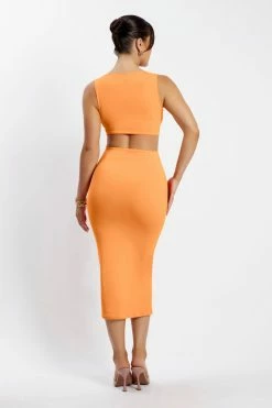 WXI All Bottoms Charley Midi Skirt - Tangerine