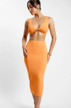 WXI All Bottoms Charley Midi Skirt - Tangerine