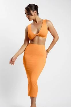 WXI Angela Twist Front Crop Top - Tangerine