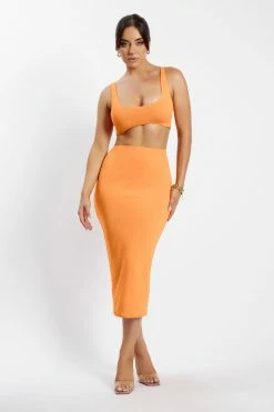 WXI All Tops Jemma Scoop Neck Super Crop Top - Tangerine