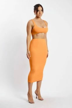 WXI All Tops Jemma Scoop Neck Super Crop Top - Tangerine