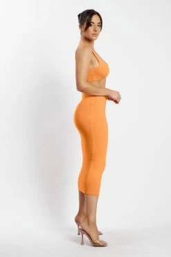 WXI All Tops Jemma Scoop Neck Super Crop Top - Tangerine