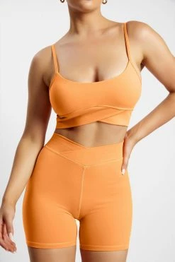 MGH Activewear Tops Summer V Front Crop Top - Tangerine