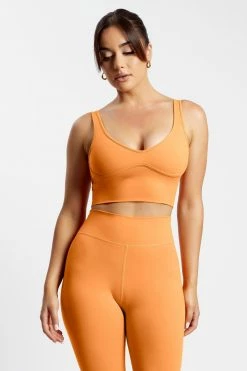 MGH Activewear Tops Jolie Seam Detail Longline Crop Top - Tangerine