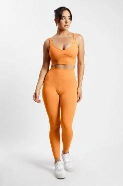 MGH Activewear Tops Jolie Seam Detail Longline Crop Top - Tangerine