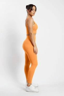 MGH Activewear Tops Jolie Seam Detail Longline Crop Top - Tangerine