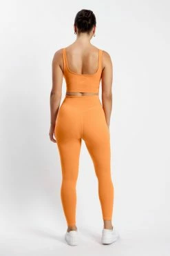 MGH Activewear Tops Jolie Seam Detail Longline Crop Top - Tangerine