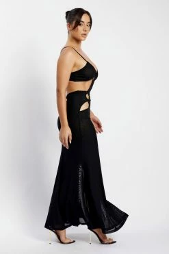 ROM Laila Maxi Halter Dress With Cut Outs - Black DRESSES