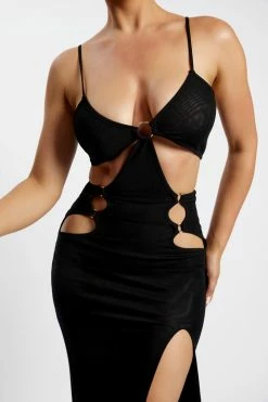 ROM Laila Maxi Halter Dress With Cut Outs - Black DRESSES