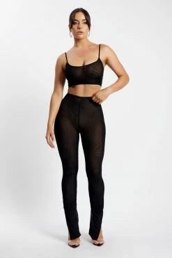 ROM Gracie Mesh Split Leggings - Black Two Piece Sets