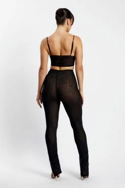 ROM Gracie Mesh Crop Top - Black Two Piece Sets