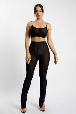 ROM Gracie Mesh Crop Top - Black Two Piece Sets