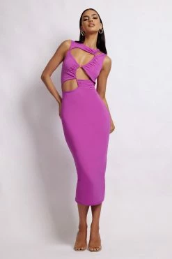 WXI DRESSES Bea Cut Out Midi Dress - Violet