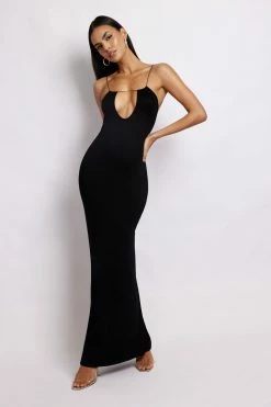 WXI DRESSES Kirsty Strappy Circle Cutout Maxi Dress - Black