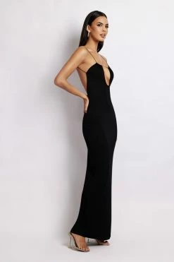 WXI DRESSES Kirsty Strappy Circle Cutout Maxi Dress - Black
