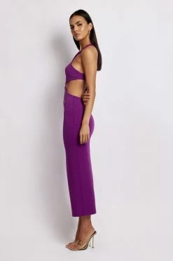 QNG DRESSES Briana Cut Out Midi Dress - Violet