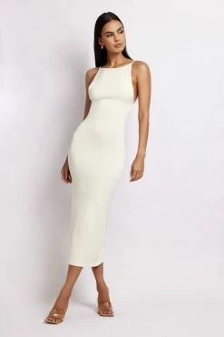 SOP Kelly Cross Back Square Neck Dress - White