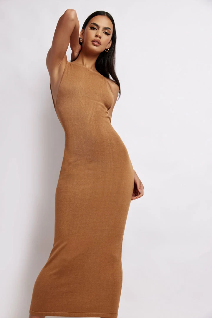 SOP Kelly Cross Back Square Neck Dress - Almond DRESSES 5 SOP Kelly Cross Back Square Neck Dress - Almond DRESSES
