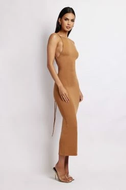 SOP Kelly Cross Back Square Neck Dress - Almond DRESSES