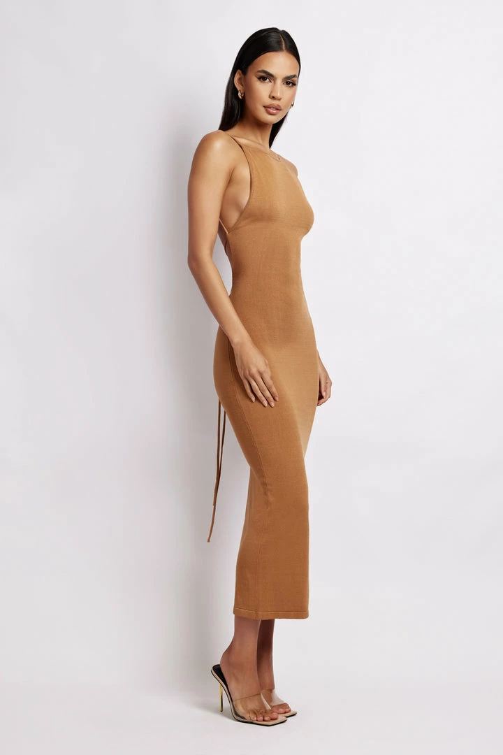 SOP Kelly Cross Back Square Neck Dress - Almond DRESSES 1 SOP Kelly Cross Back Square Neck Dress - Almond DRESSES