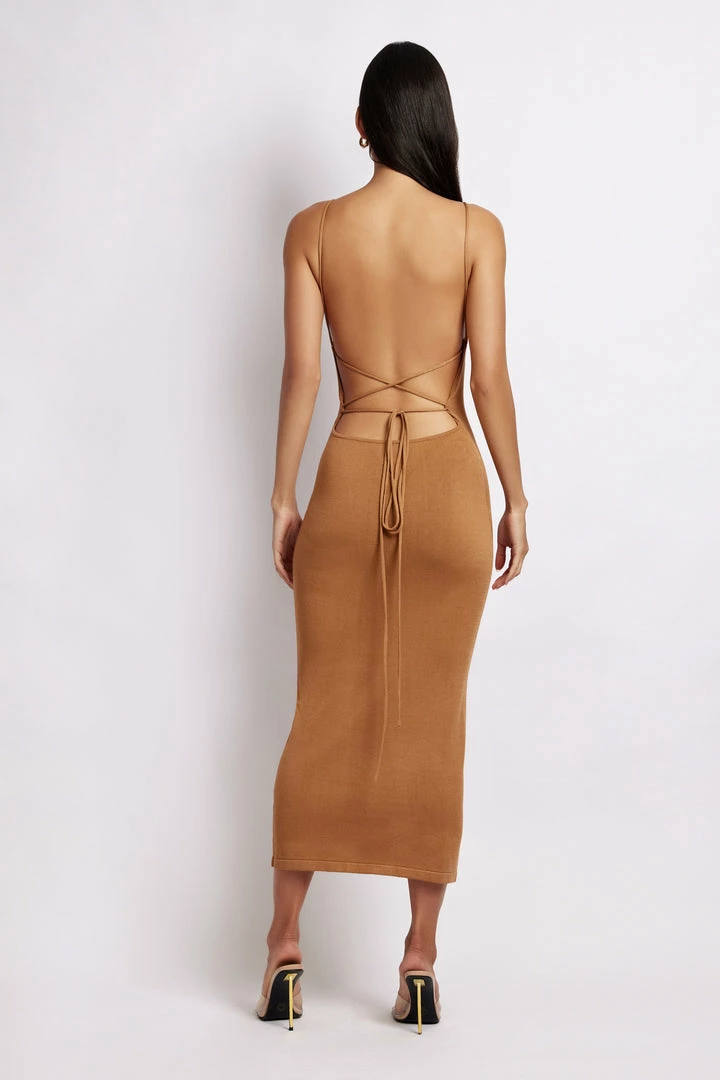 SOP Kelly Cross Back Square Neck Dress - Almond DRESSES 2 SOP Kelly Cross Back Square Neck Dress - Almond DRESSES