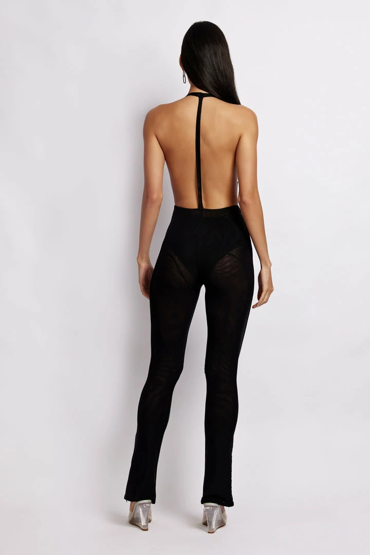 WXI Tash Mesh And Jersey Halter Jumpsuit - Black 6 WXI Tash Mesh And Jersey Halter Jumpsuit - Black