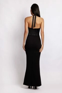 QNG DRESSES Charlize Satin Maxi Dress - Black