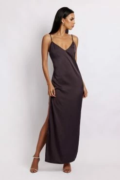 JLW DRESSES Karissa Side Split Maxi Dress - Charcoal