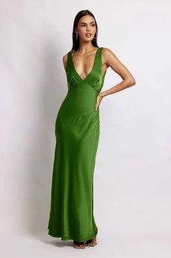 JLW Nadia Maxi Satin Dress With Back Cowl - Emerald DRESSES 12 JLW Nadia Maxi Satin Dress With Back Cowl - Emerald DRESSES