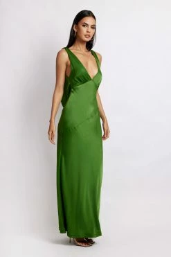 JLW Nadia Maxi Satin Dress With Back Cowl - Emerald DRESSES 10 JLW Nadia Maxi Satin Dress With Back Cowl - Emerald DRESSES