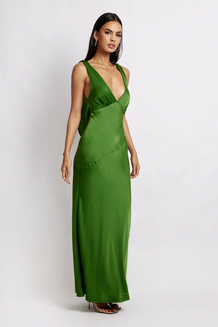 JLW Nadia Maxi Satin Dress With Back Cowl - Emerald DRESSES 4 JLW Nadia Maxi Satin Dress With Back Cowl - Emerald DRESSES