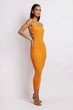EMS Morgan Halter Knit Midi Dress - Tangerine