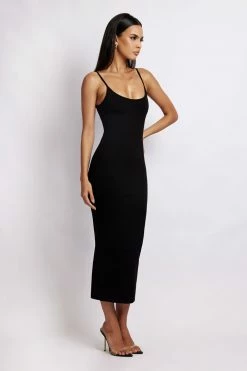 ROM Alexis Ribbed Cami Midi Dress - Black DRESSES