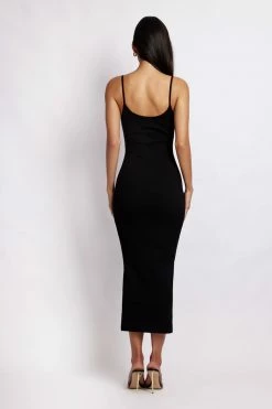 ROM Alexis Ribbed Cami Midi Dress - Black DRESSES