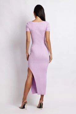 SOP DRESSES Nina Short Sleeve Knit Midi Dress - Lilac