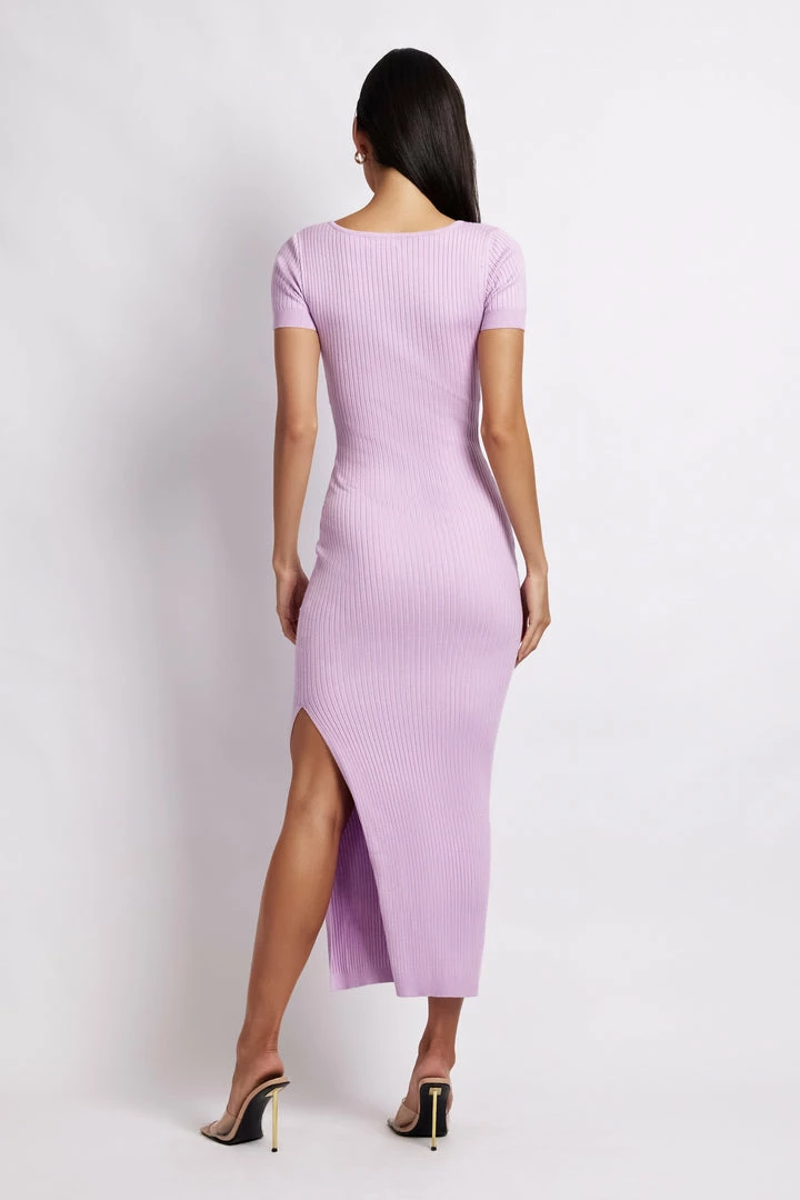 SOP DRESSES Nina Short Sleeve Knit Midi Dress - Lilac 2 SOP DRESSES Nina Short Sleeve Knit Midi Dress - Lilac