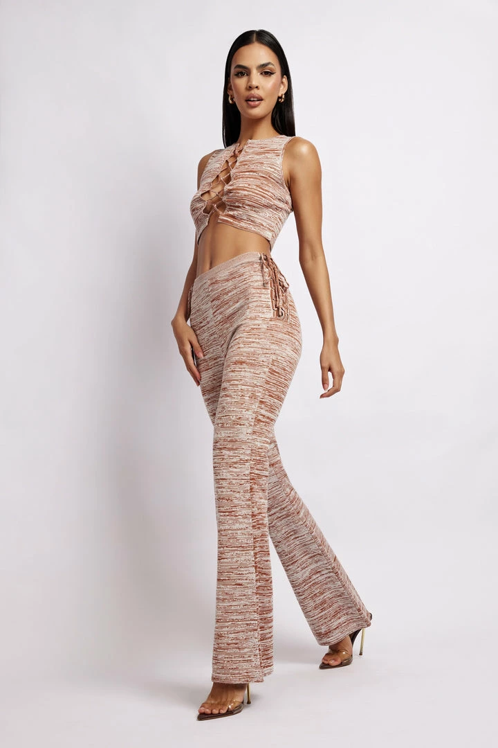 EMS Angelica Lace Up Side Knitted Pants - Brown Space Dye 5 EMS Angelica Lace Up Side Knitted Pants - Brown Space Dye