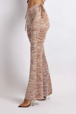 EMS Angelica Lace Up Side Knitted Pants - Brown Space Dye