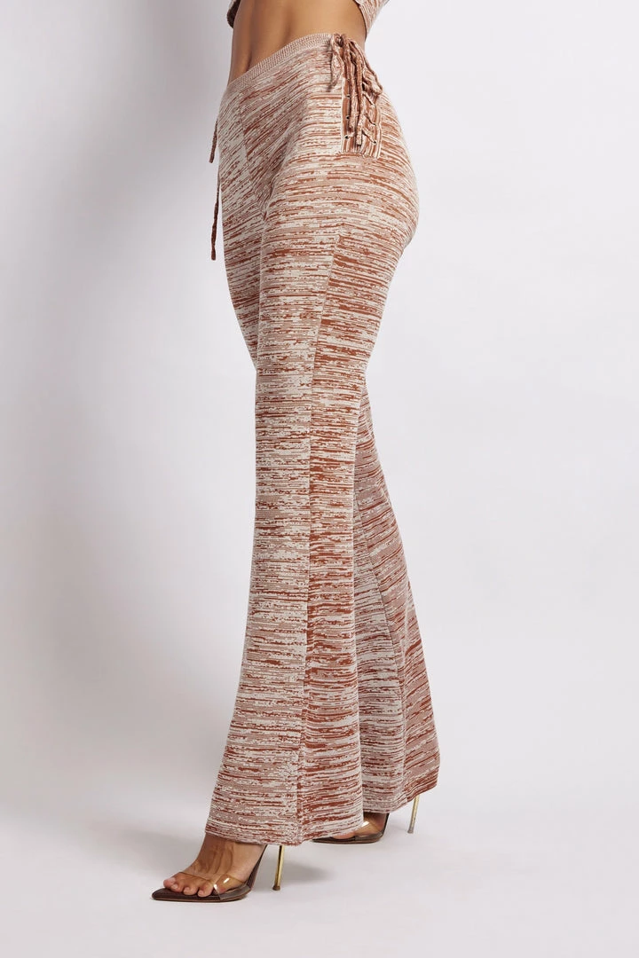 EMS Angelica Lace Up Side Knitted Pants - Brown Space Dye 1 EMS Angelica Lace Up Side Knitted Pants - Brown Space Dye