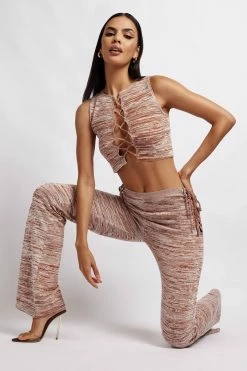 EMS Angelica Lace Up Side Knitted Pants - Brown Space Dye 10 EMS Angelica Lace Up Side Knitted Pants - Brown Space Dye