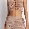 EMS Angelica Lace Up Knit Crop Top - Brown Space Dye Two Piece Sets