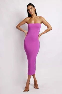 WXI Cassidy Strapless Midi Dress - Violet
