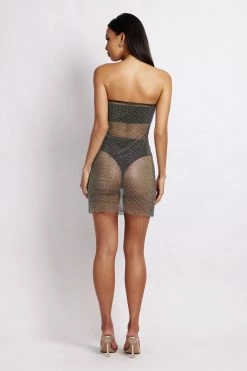 BSD Charity Diamante Mesh Mini Dress - Black